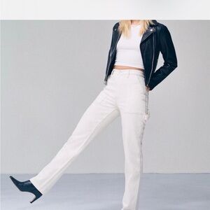 Abercrombie & Fitch Off-White High-Rise Straight Jeans